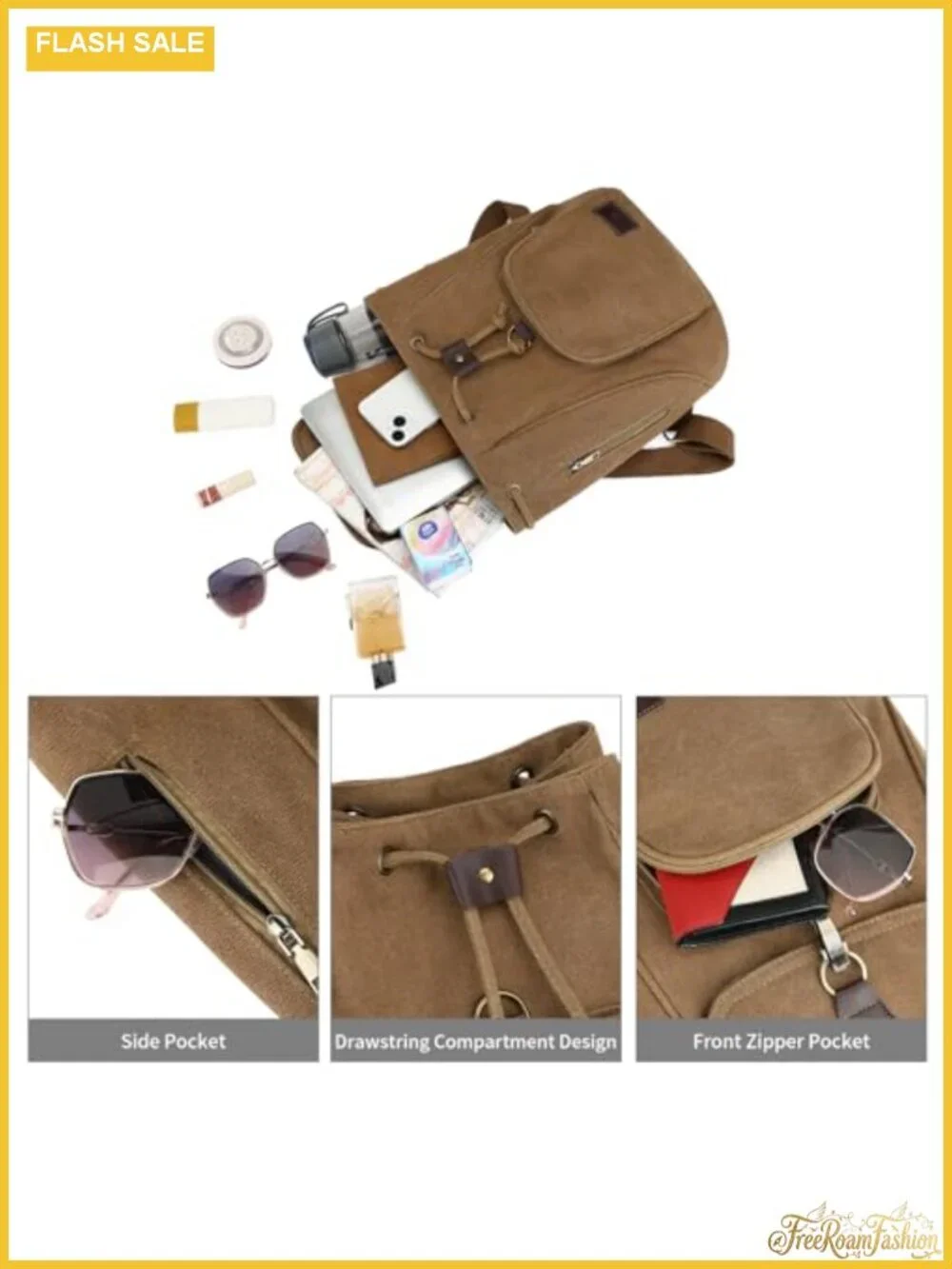 Canvas Mini Backpack Purse Women's Fashion Daypack Travel Work College